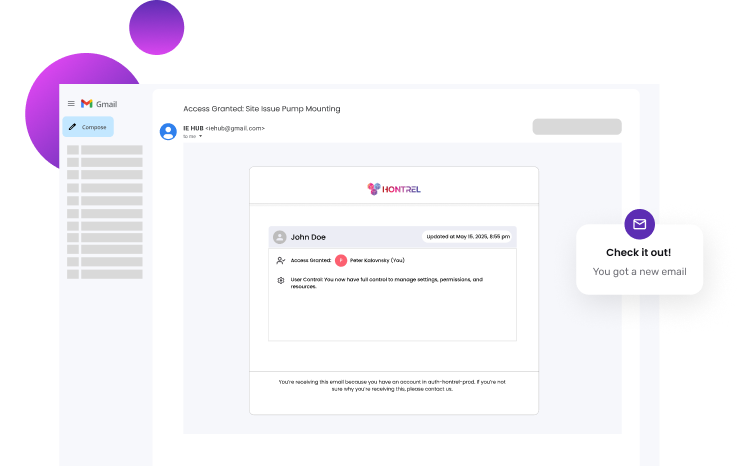 Email inbox showing a notification alert for a newly assigned task